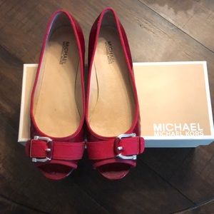 Michael Kors red patent leather flats